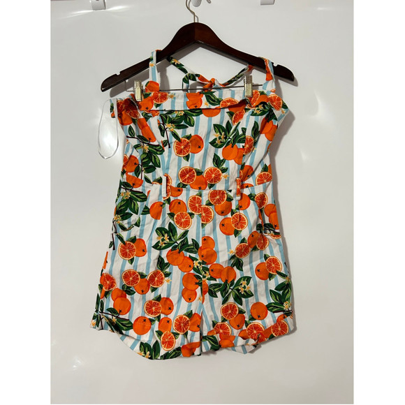 Orange Print Women's Jumpsuit - Picture 1 of 6